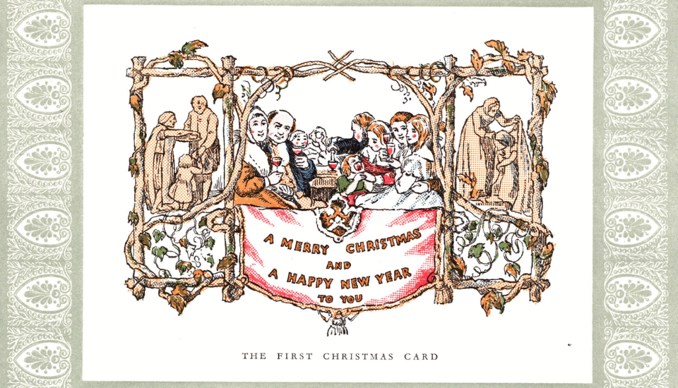 An image of the first Christmas Card designed by Henry Cole.