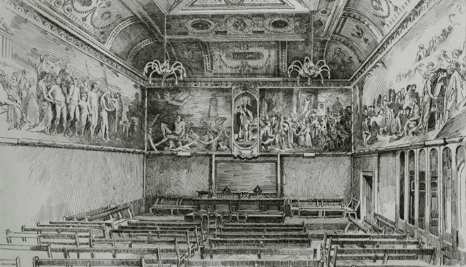 A drawing of The Great Room at RSA House dated 1882.