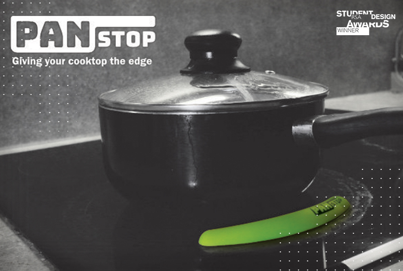Image of pan stop: a silicon edge to stop pans sliding