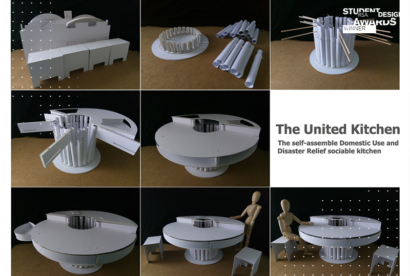 Images of The United Kitchen: space efficient circular kitchen units that fold away 